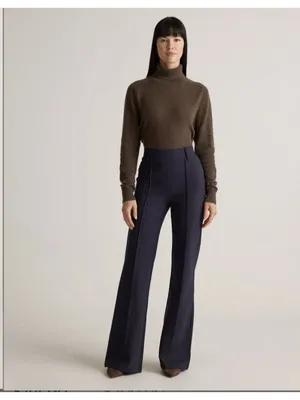 Quince Ultra Stretch Ponte Flare Leg Pants Pull On Navy Blue Womens Size M thumbnail 3