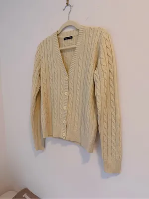 Brandy Melville Cream Cable-Knit Button Cardigan thumbnail 2