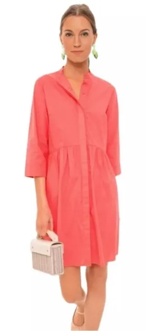 Tuckernuck Women's Poppy Pink Cotton Poplin Royal Shirt Dress Mini sz Xs‎ thumbnail 1