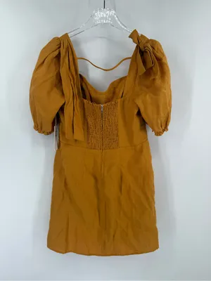 REFORMATION Yellow Ochre Spring Bow Sleeve Linen Mini Dress size 10 NWT thumbnail 7