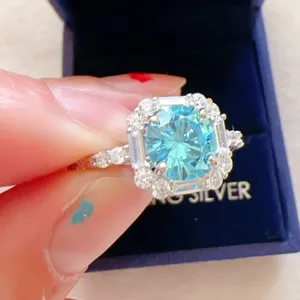 925 sterling silver blue diamond 💎 diamond ring 💍 no box thumbnail 6