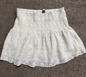 American Eagle white mini tube top babydoll with small floral embroidery, size S thumbnail 1