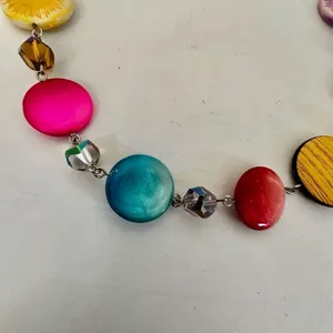 Colorful circle crystal beaded necklace Pink thumbnail 6