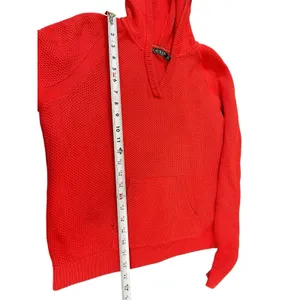 Lauren Ralph Lauren LRL Orange Waffle Knit Hooded Sweater XL Kangaroo Pocket thumbnail 5