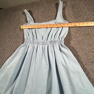 ASOS Denim Skater Dress Womens 4 Light Blue Elastic Waist Cotton Pockets Boho thumbnail 10