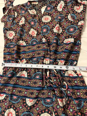 Fraiche by J Nadia Faux Wrap Boho Printed Long Sleeve Midi Dress - NWT - Size S thumbnail 16