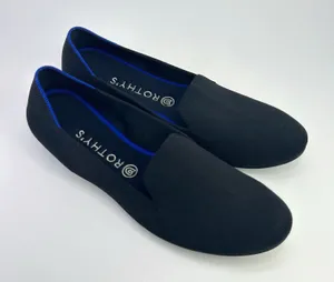 Rothys The Loafer Black Knit Royal Blue Trim Slip On Comfort Size 12 Minimalist thumbnail 1