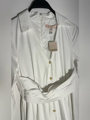 NWT Hutch White Button-Front Wrap Long-Sleeve VNeck Midi Shirt Dress 100% Cotton thumbnail 7