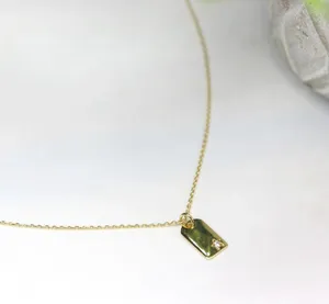 Boutique 14k gold plated 925 Silver Dainty Tag Necklace thumbnail 2