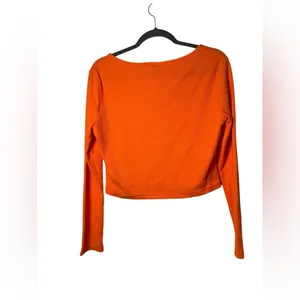 Princess Polly Bright Orange Long‎ Sleeve Square Neck Ribbed Crop Top Size US 12 thumbnail 5