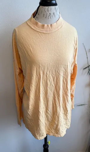 We The Free Free People Womens Peach Mock Neck Long Sleeve Oversized Tee Large‎ thumbnail 1