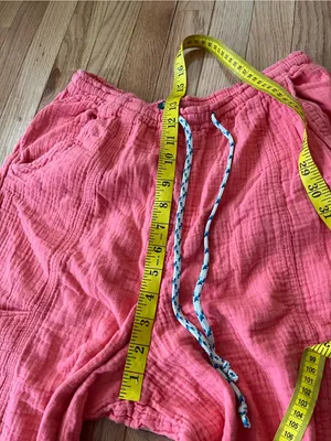 100% Gauze Cotton Pink Wide Leg Pants Small Coastal Resort Vacation Summer Beach thumbnail 6