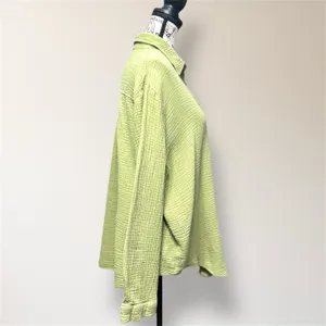 Princess Polly‎ Sage Green Gauze Cotton Oversized Button Down Coastal Boho Shirt thumbnail 3