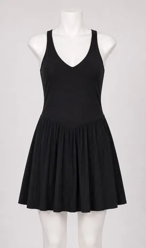 All in Motion Black Pleated Active Dress‎ V-Neck Built-in Shorts Pockets Small thumbnail 1