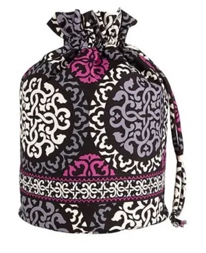 Vera Bradley OS Ditty Bag Plum Crazy Drawstring‎ Travel Pouch Purple Black White thumbnail 1