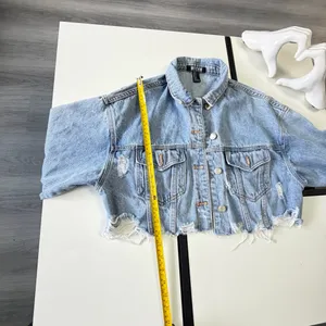 Meghan LA Women’s Cropped Distressed Denim Jacket – Size M 💙✨ thumbnail 12