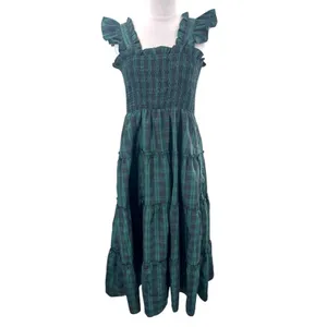J. Marie Rayna Green Plaid Ruffle Strap‎ Midi Dress thumbnail 5