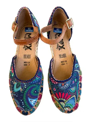 Like New Mexico Artesanal Floral Paisley Whipstitch Shoes Size 7 thumbnail 2