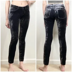 NWOT Cambio Lea Navy Crushed Velvet Skinny Pants thumbnail 2