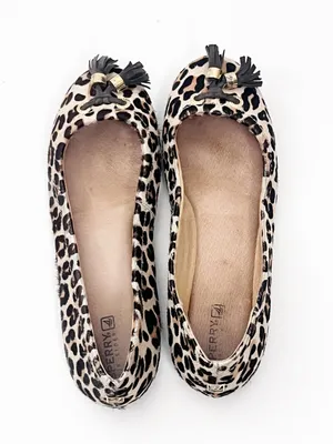 SPERRY Leather Animal Print Tassel Ballet Flats Size 7M Casual Boho Safari thumbnail 10