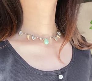 Handmade unique fairy nature boho vintage cottage style quality Czech glass beads necklace💚🍃💐 thumbnail 5