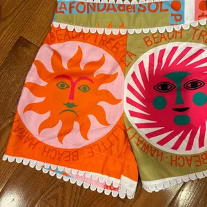 Boutique Sun Graphic Text Print Trim Detail Board Shorts Small thumbnail 3