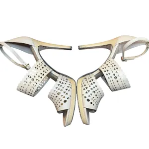 Tory Burch Shoes‎ Womens Size 8.5 Beige Leather Cutout Ankle Strap Sandals Heels thumbnail 9