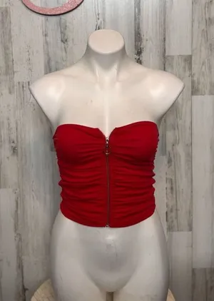 Ambiance Red Strapless Zip-Up Tube Top – Size S thumbnail 1