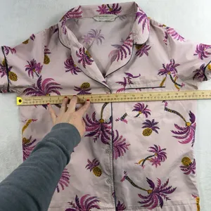 Print Fresh Anthropologie S‎ Small Pajama Top Palm Trees Short Sleeve Pineapples thumbnail 6