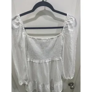 Aritzia Wilfred Tempest White Organic Linen Mini Dress Sz S thumbnail 3