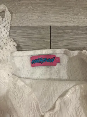 Edikted Knit Tie White Lace Tank Top thumbnail 5