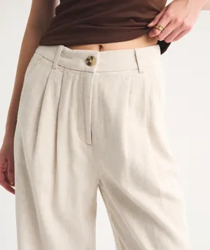 Abercrombie Sloane Linen Blend Tailored Wide Leg Pant thumbnail 5