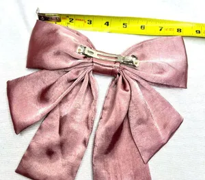 Women’s Dusty Pink Oversized Silky Soft Satin Elegant Hair Bow clip Coquette Y2K thumbnail 7