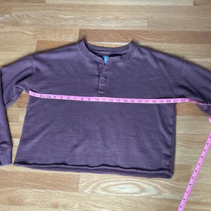 Aerie Brown Cropped Henley Sweatshirt XS thumbnail 4