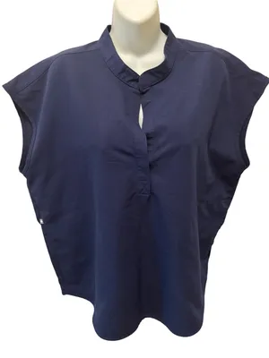 Figs Rafaela Oversized Scrub Top Sz XL Navy Short Sleeve Mandarin Collar Boxy thumbnail 2