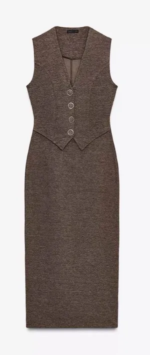 ZARA twofer vest midi dress thumbnail 1