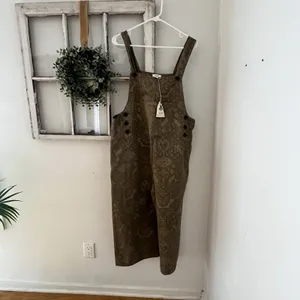 NWT Easel Mocha Ethnic Printed Twill Overall Jumpsuit Overalls Size‎ L Boho thumbnail 7
