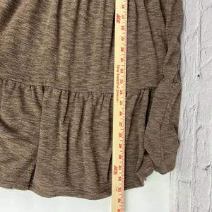 Easel Boho Brown Embroidered‎ Tiered Mini Dress Long Sleeve Babydoll Size Medium thumbnail 7