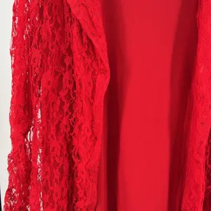 Salon Studio 2pc tank and long sleeve lace button up set red XL floral feminine thumbnail 6