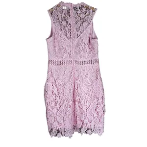 EillyBazar Floral Lace Sleeveless Mini Dress Pink Romantic Wedding Guest Size M thumbnail 4