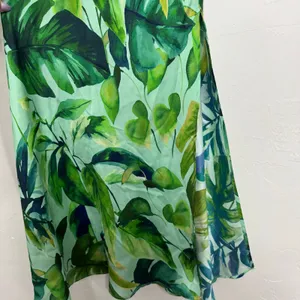 Zara Green Tropical Palm Leaf Satin Long Maxi Slip Dress Size XS thumbnail 7
