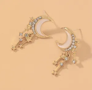 Gold Moon Dangle Earrings thumbnail 2