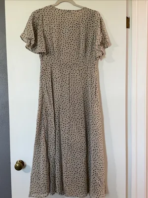 Hayden Beige Midi Dress with Black Polka Dots thumbnail 6