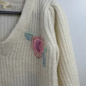 LoveShackFancy Ridge Sweater S Floral Embroidered Wool Blend Cottagecore thumbnail 2