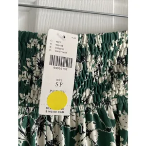 Anthropologie Hutch Floral Wide Leg Pants Womens Size SP Green Smocked Waist NEW thumbnail 4