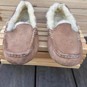 Tan UGG Ansley Slippers Seude Fuzzy Slip On Shoes Moccasins thumbnail 6