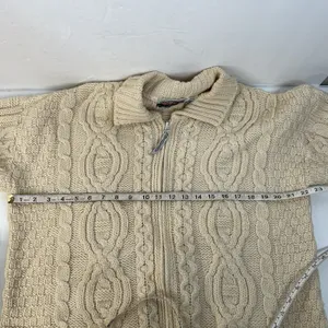 Aran Crafts Size M Full Zip Cardigan Sweater Ireland Fisherman Cable Knit Cream‎ thumbnail 10