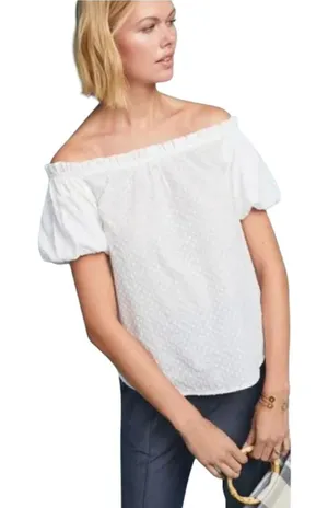 Anthropologie -1679 Maeve Sojourner Off-The-Shoulder Top‎ White Women's size 4 thumbnail 1