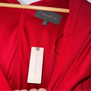 Anthropologie Sundays in Brooklyn XS Red Dress Scalloped Fit N Flare‎ Cocktail thumbnail 6
