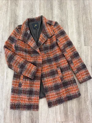 Jack by BB Dakota plaid checkered wool blend Y2K retro peacoat brown orange small thumbnail 2
